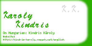 karoly kindris business card