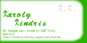 karoly kindris business card